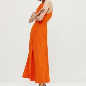 Massimo Dutti Orange Wedding Guest Dress with Crossed Open Back Size S